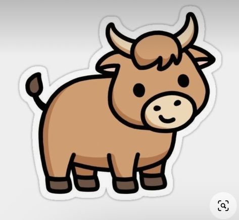 Cute Bull Drawing, Bull Sticker, Aesthetic Cow, Longhorn Cow, Architecture Drawing Art, Class Decoration, Cute Doodle Art, Cartoon Stickers, Cute Easy Drawings