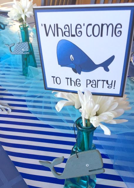 michelle paige blogs: Whale Themed Party full of whale puns! Marine Life Birthday Theme, Pun Themed Party, Marine Biology Party, Marine Biologist Birthday Party, Beluga Birthday Party, Ocean Baby Shower Ideas, Beluga Whale Birthday Party, Whale Birthday Party, Ocean Theme Baby Shower Ideas Boy