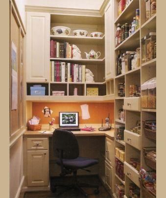 Super Pantry: Part Kitchen, Closet and Craft Room | Woodworking Network Narrow Pantry, Food Storage Shelves, Office Pantry, Pantry Shelves, Closet Office, Pantry Shelving, Kitchen Pantry Storage, Office Nook, Pantry Design