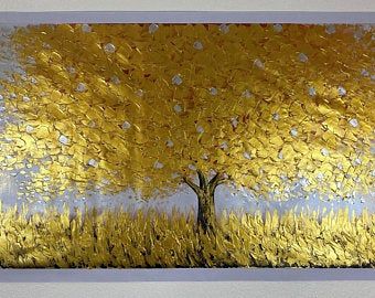 Money tree painting | Etsy Blooming Tree Painting, Modern Landscape Painting, Gold Abstract Painting, Acrylic Landscape, Golden Tree, Modern Abstract Wall Art, Abstract Tree, Original Landscape Painting, Original Landscape