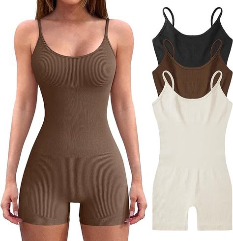 Amazon.com: VINGOSTAR 3pcs Women’s Bodysuit Yoga Workout Romper One Piece Outfits Ribbed Sleeveless Going Out Bodycon Jumpsuit Shorts : Clothing, Shoes & Jewelry Workout Romper, Shorts Bodysuit, One Piece Outfits, Jumpsuit Shorts, One Piece Jumpsuit, Bodycon Jumpsuit, Romper Outfit, One Piece Outfit, Yoga Workout