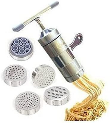 Amazon.com: Newcreativetop Stainless Steel Manual Noodles Press Machine Pasta Maker with 5 Noodle Mould : Home & Kitchen Homemade Pasta Noodles, Pasta Extruder, Pasta Press, Homemade Pasta Dough, Noodle Pasta, Pasta Maker Machine, Noodle Machine, Noodle Maker, Fruit Juicer