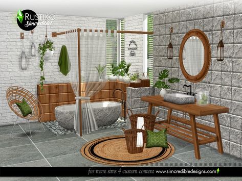 Sims Inspiration, Rustic Furniture Diy, Cc Furniture, Bar Ceilings, Casas The Sims 4, Boho Furniture, Sims House Design, Sims 4 Cc Furniture, Boho Bathroom