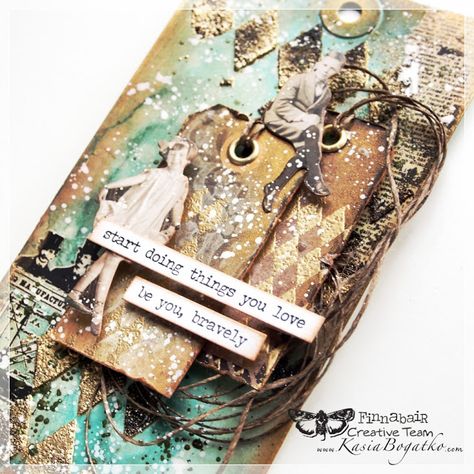 Mixed Media Tags Tutorials, Mixed Media Tags Ideas, Mixed Media Videos Tutorials, Christmas Mixed Media Art, Steampunk Tags, Steampunk Mixed Media Art, Timmy Time, Tim Holtz Tags, Scrapbook Tags