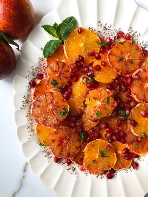 Citrus platter with pomegranate Citrus Platter, Pomegranate Food, Orange Pomegranate, Fall Movie, Greek Recipes Authentic, 2023 Food, Dream Birthday, Party Monster, Seasoned Veggies