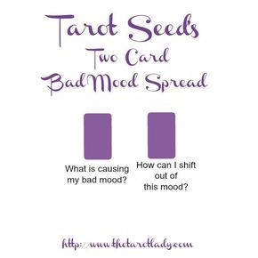 Tarot Spread Test Drive - Tarot Seed's Two Card Bad Mood Spread: in a cranky mood? Want to shift out of that? I'm testing out Tarot Seed's Bad Mood Spread! Oracle Card Spreads, Tarot Reading Spreads, Tarot Cards For Beginners, Learning Tarot Cards, Tarot Guide, Tarot Card Spreads, Tarot Tips, Tarot Spread, Tarot Astrology