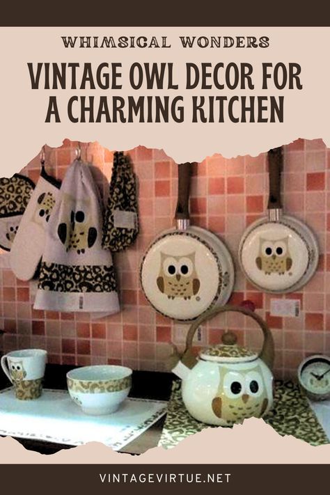 Owl-themed kitchenware has gained popularity due to its whimsical charm and timeless appeal. Owls symbolize wisdom, mystery, and elegance, making them a beloved motif in home decor. Vintage owl-themed items are special in culinary decor as they evoke nostalgia for past eras and add personality to kitchen spaces. These vintage pieces not only serve practical functions but also as decorative accents that reflect the unique tastes and styles of the past. Owl Kitchen Decor, Owl Kitchen, Tea Cup Design, Japanese Zen Garden, Whimsical Owl, Wooden Owl, Charming Kitchen, Tea Culture, Kitchen Decor Modern