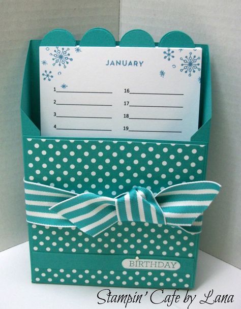 Stampin' Up sells a great Perpetual Birthday Calendar stamp set and kit. However, I thoug... Birthday Card Box Holder, Birthday Card Holder, Card Keeper, Perpetual Birthday Calendar, Calendar Stamps, Card Box Holder, Birthday Reminder, Card Boxes, Birthday Calendar