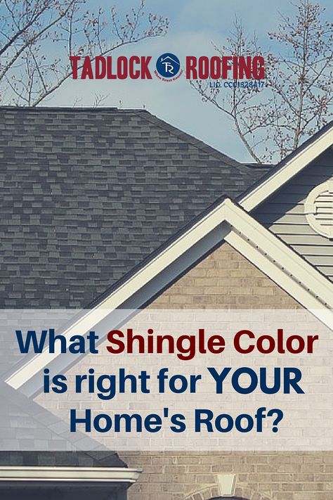 What color shingle is right for your roof? There's pressure to pick a color you like, as well as one that won't cause problems with your HOA or draw additional heat during the blazing summer months. #TeamTadlock has tips from the experts, plus a tool to help you visualize what a new roof would look like on your home. New Roof Colors, Tan House Roof Colors, Shingles Colors Roof, Architectural Shingles Roof Colors, Shingles Roof Colors Home Exteriors, Shingle Colors With Brick, Shingle Colors White House, Roof Colors For Tan House, Roof Colors For White House