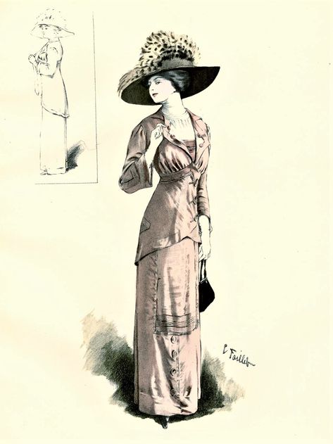 Fashion Plate - De Gracieuse - 1910 1910 Fashion Plate, 1912 Fashion Plate, 1912 Fashion, Edwardian Fashion Plates, Edwardian Costumes, Fashion 1910, 1910s Fashion, Victorian Pattern, 20th Century Fashion