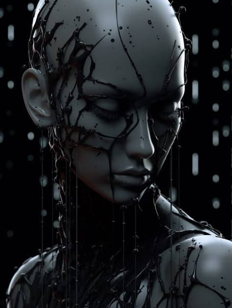 Futuristic Goth Aesthetic, Techwear Wallpaper, Punk Goth Aesthetic, Robot Fashion, Cybergoth Aesthetic, Goth Aesthetic Wallpaper, Machine Girl, 3d Ideas, Broken Doll