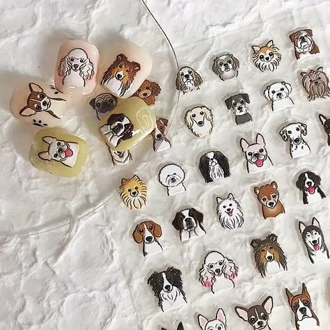 5d Embossed Nail Art Stickers Cute Cartoon Puppy Dog - Temu Cut Dog Nails, Dog Nail Art, Classic Nail Designs, Nail Decals Designs, Cute Small Dogs, Cartoon Puppy, Stickers Cartoon, Puppy Art, Dog Cuts