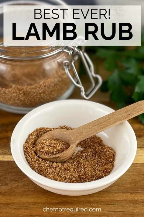 Level up your roast leg of lamb game with this easy lamb rub recipe. A simple homemade blend of pantry staple dry spices will give you a gorgeous tasting lamb dish for just cents! Lamb Rub Recipe, Pork Chops Bbq, Dry Rub For Pork, Pork Rub Recipe, Pork Dry Rubs, Bbq Rub Recipe, Pork Pulled, Dry Rub Recipes, Pork Rub