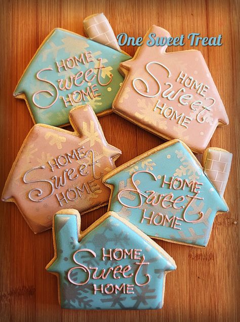 House Shaped Cookies, House Sugar Cookies Decorated, Home Sweet Home Cookies, House Sugar Cookies, Realtor Cookies, Eddie Printer, Housewarming Cookies, Cookie Themes, Cookies House