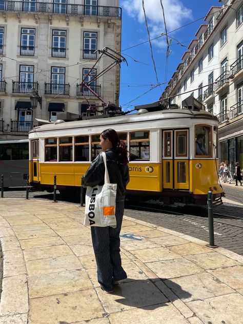 lisboa lisbon tram yellow trip travel aesthethic Lisbon Portugal Photo Ideas, Lisbon Photo Spots, Lisbon Aesthetic Outfits, Lisbon Instagram Photos, Living In Portugal Aesthetic, Lisbon Picture Ideas, Lisbon Portugal Aesthetic Outfits, Portugal Picture Ideas, Lisbon Souvenirs