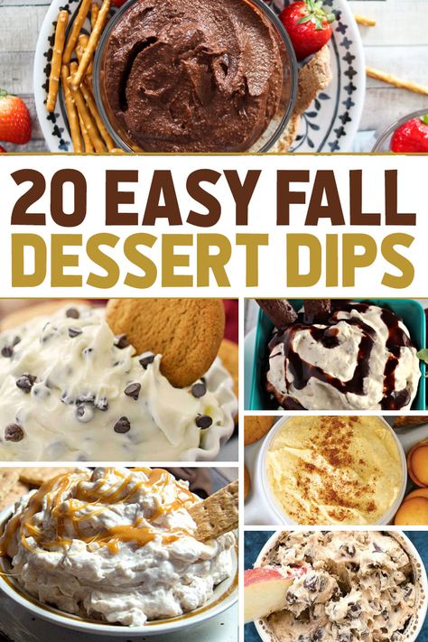 These Fall Dessert Dips are packed full of sweet flavors and taste. Good on their own but even better when you're dipping in fruit or crackers. #dessertdips #falldesserts #autumndesserts #3boysandadog Fall Dessert Dips, Halloween Dessert Dip, Caramel Apple Dippers, Pumpkin Spice Cookie Dough, Cream Cheese Balls Recipe, Pumpkin Cheesecake Dip, Dessert Dip Recipes, Cream Cheese Recipes Dip, Desserts With Chocolate Chips