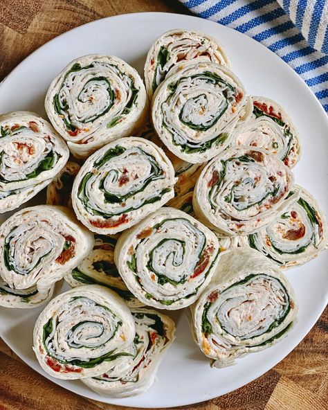 Turkey Pinwheels Recipe (Mediterranean-Inspired) | Kitchn High Protein Pin Wheels, Turkey Wrap Pinwheels, Turkey And Spinach Pinwheels, Turkey Pinwheels Recipes, Turkey Red Pepper Pinwheels, Healthy Pin Wheels, Turkey Pinwheels Appetizers, Pinwheel Recipes High Protein, Sams Club Pinwheels Recipe