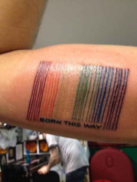 #rainbow #barcode #bornthisway via Have A Gay Day on facebook Lesbian Tattoo, Gay Tattoo, Pride Tattoo, Rainbow Tattoos, Temp Tattoo, Born This Way, More Than Words, Get A Tattoo, Love Tattoos