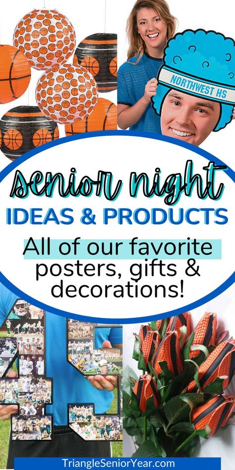 basketball products to celebrate senior night for high school athletes High School Senior Sports Night, Senior Night Ideas For Softball, Senior Night Ideas For Volleyball, Senior Night Posters Basketball Diy, Senior Table Display Sports, Senior Night Marching Band, High School Senior Night Gifts, Sr Night Gift Ideas, College Senior Night Gifts