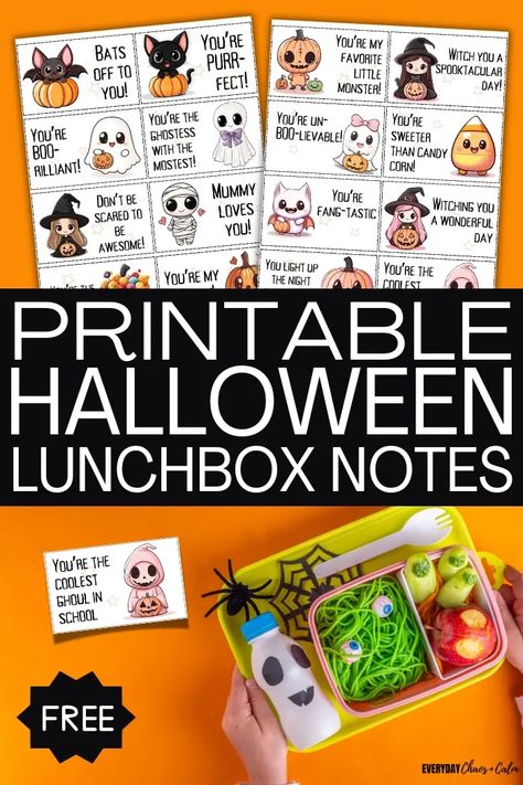 Printable Halloween Lunch Box Notes {Free Printable!} Halloween Lunch Box Notes, Fun School Lunches, Halloween Lunch Box, Halloween Lunch, Halloween Word Search, Cute Bento Boxes, Candy Signs, Halloween Scavenger Hunt, Halloween Printables Free