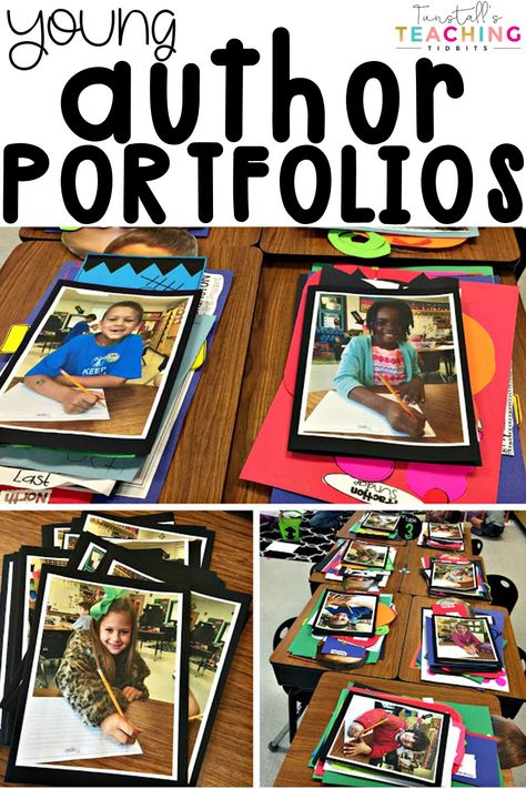 Classroom Showcase Ideas, End Of Year Showcase, Student Work Portfolio Ideas Elementary, 3rd Grade Portfolio Ideas, Writers Celebration Ideas, Student Art Portfolio Ideas Elementary, First Grade Portfolio, Classroom Portfolio Ideas, Publishing Party Classroom