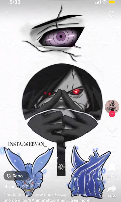 Madara Uchiha Madara Uchiha Tattoo Design, Madara Uchiha Tattoo, Uchiha Symbol, Dj Tattoo, Titan Tattoo, Attack On Titan Tattoo, Wolf Tattoos Men, Tattoos Men, Half Mask