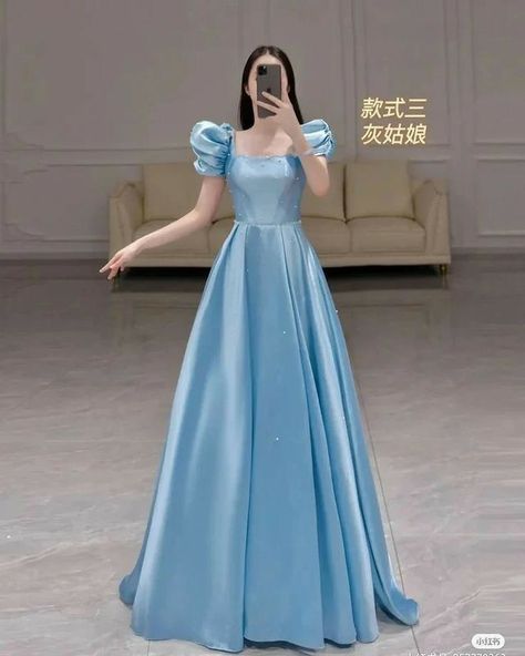 Fancy Gowns Indian, Simple Gown Designs Classy, Blue Princess Dress, Prom Dress Blue, Long Gown Design, A Line Prom Dress, Simple Gowns, Gowns Dresses Elegant, Fancy Dresses Long