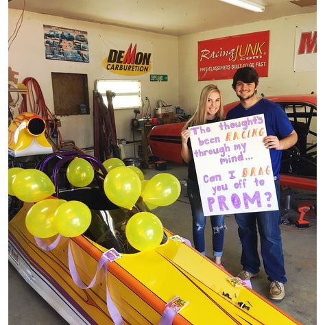 Racing promposal ❤️ Formula 1 Promposal, Fast And Furious Promposal, Racing Promposal Ideas, Motorcycle Promposal, Racing Hoco Proposals, F1 Promposal, Race Car Promposal Ideas, F1 Promposal Ideas, Car Guy Promposal Ideas