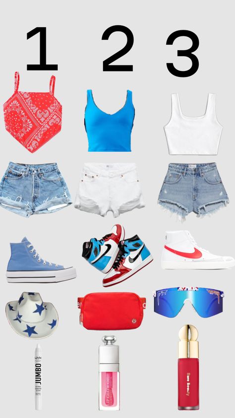 Simple 4th Of July Outfits, 4th Of July Inspo Outfits, Forth Of July Outfit Ideas Preppy, 4 Of July Outfit Ideas, 4th Of July Cute Fits, Fourth Of July Fits Aesthetic, Fourth Of July Fits, Trendy Pre-shrunk Tops For 4th Of July, 4th Of July Outfits Shuffles