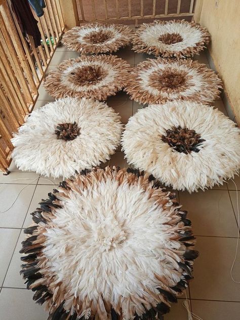 Juju Hat Decor, Juju Hats, Afro Bohemian, Boho Ideas, Juju Hat, Fur Decor, Interior Wall Decor, Wreath Wall, Woven Raffia