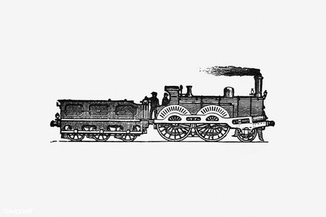 Steam Train Tattoo, Train Sketch, Train Tattoo, Engine Tattoo, Arte Jazz, Train Vector, Train Illustration, Balloon Illustration, Engraving Illustration