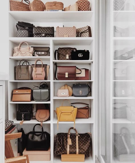 PurseBlog on Instagram: “Serious closet goals via @nyctoparis which bag would you pick if you could only snag ONE? 🤔” Handbag Display, Beautiful Closets, Home Edit, Clothes Closet Organization, Handbag Storage, Closet Decor, Bedroom Closet Design, Dream Closets, Closet Goals