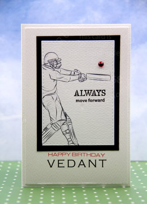 #cricket #cardsformen #cardsforboys #personalisedcards #birthdaycards #masculine #blackandwhite #CAS #handmadecards #cardmaking #madeinindia #madeinmumbai Cricket Drawing Ideas, Cricket Painting Canvas, Happy Birthday Crafts For Dad, Birthday Card For Male Friend, Cricket Sketch, Cricket Drawing, Cricket Cards, Sports Day Poster, Happy Birthday Crafts