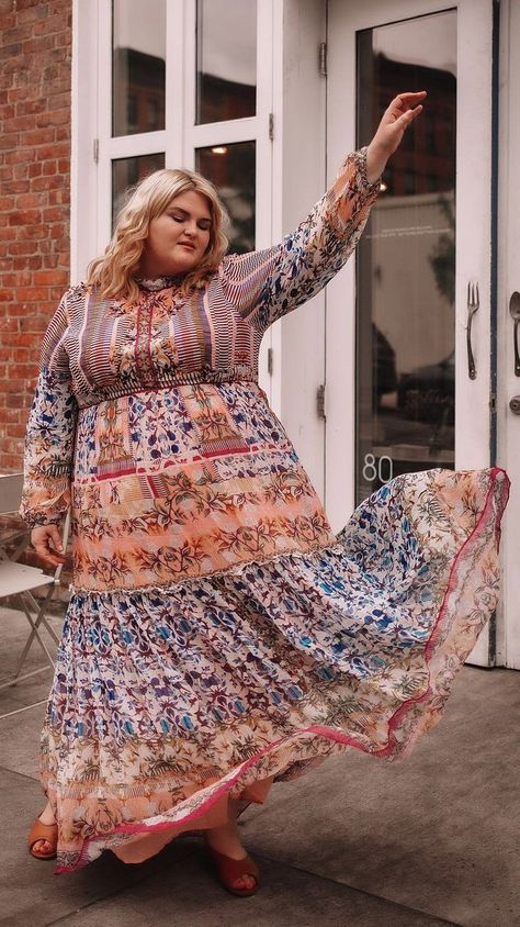 Bohemian plus size style | curvy boho | plus size boho style | boho dress | Anthropologie plus size | Rosey Blair | Roseybeeme Boho Outfit Plus Size Women, Modest Plus Size Fashion, Curvy Boho, Short Plus Size Fashion, Boho Dress Plus Size, Plus Size Bohemian, Boho Plus Size, Fall Fashion Skirts, 70s Clothing