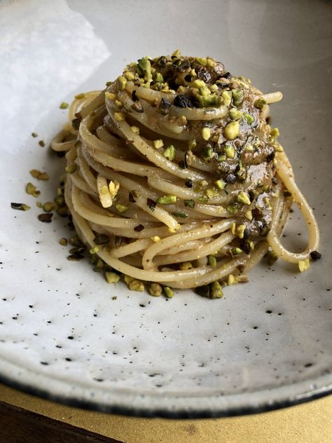 Recipe: Spaghetti Con La Bottarga - Katie Parla Katie Parla, Food In Rome, Mt Etna, Rome Food, Pistachio Pesto, Recipe Pasta, Wild Herbs, Pecorino Romano Cheese, Wine Bars