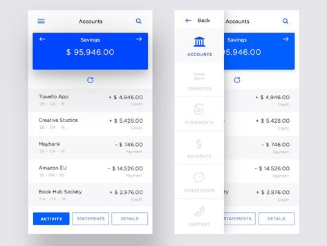 In this episode of Flutter Thursday, we would make a banking account UI taken from Dribble. Including a side drawer, a bottom and some cool Mobile Menu Design, Ui Design Mobile, Ui Ux 디자인, Ux Inspiration, Fast Life, Ux Mobile, Menu Inspiration, Ui Animation, Finance Apps