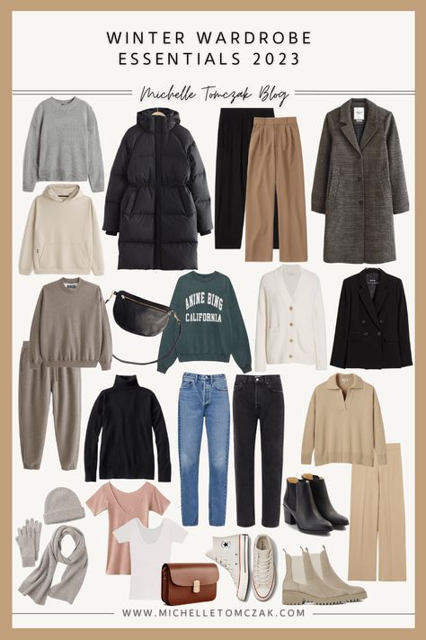 Winter Wardrobe Essentials 2023 - Michelle Tomczak Europe Winter Outfits Cold Weather, Winter Outfit Travel, Wardrobe Essentials 2023, Autumn Capsule Wardrobe, Wardrobe Organization, Capsule Wardrobe Casual, Capsule Wardrobe Women, Winter Wardrobe Essentials, Capsule Wardrobe Outfits