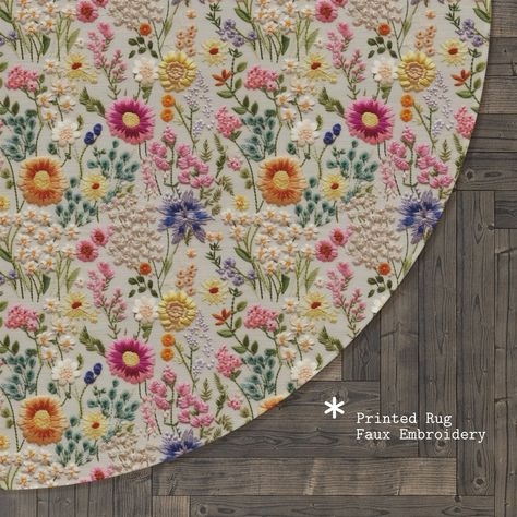 "Use this blossoming flowers round rug to create a cozy spot for your feet, define an empty space or decorate any room! Our chenille round rug is custom printed and hand-finished to order. They are printed with a waterless, eco-friendly printing technique, using water-based, non-toxic inks that are safe for kids and pets. Vibrant colors and detailed printing, this round rug is aesthetically pleasing and made to last - the perfect home gift for yourself or loved ones on birthday, Christmas or hou Room Rugs Ideas Bedrooms, Earthy Witch, Rug Dorm Room, Carpet For Nursery, Area Rug Colorful, Mexican Rug, Loom Designs, Pinterest Contest, Colorful Area Rug