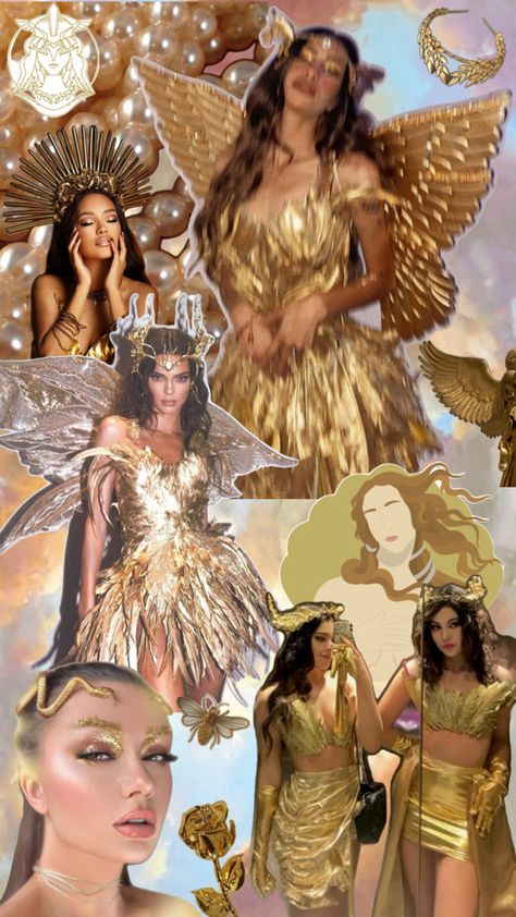 Halloween Goddess Idea 2024 Goddess Theme Party Outfit, Celestial Goddess Costume, Sun Goddess Aesthetic Outfit, Star Goddess Aesthetic, Goddess Costume Aesthetic, Gold Goddess Aesthetic, Goddess Theme Party, Greek Godesses Aesthetic, Goddess Inspired Outfits