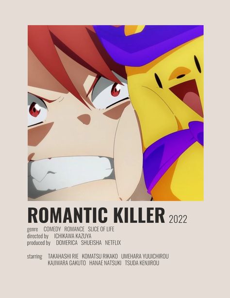 minimalist poster Romantic Killer, Netflix Anime, Minimalist Posters, Slice Of Life, Minimalist Poster, Romance, Disney Characters, Anime, Fictional Characters