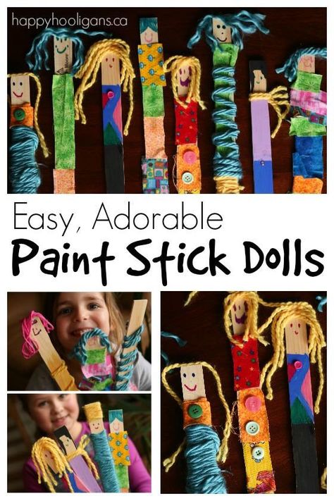 Stick Dolls, Paint Stick Crafts, Happy Hooligans, Art Project For Kids, Worry Dolls, Project For Kids, Popsicle Stick Crafts, Doll Painting, Painted Sticks