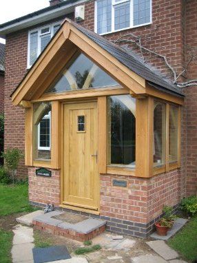 Oak porch with slight overhang. Porches Ideas Entrance, Porch Ideas Entrance, Oak Porches, Fireplace Rustic, Enclosed Front Porches, Roof Lanterns, Oak Porch, Porch Extension, Sas Entree