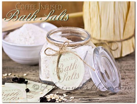 DIY Coffee Infused Bath Salts & 5 Homemade Mother's Day Gifts - Kleinworth & Co Winter Spa, Coffee Bath, Diy Beauty Gifts, Green Tea Scrub, Massage Marketing, Salt Scrubs, Bath Salts Diy, Bath Stuff, Diy Beauty Treatments