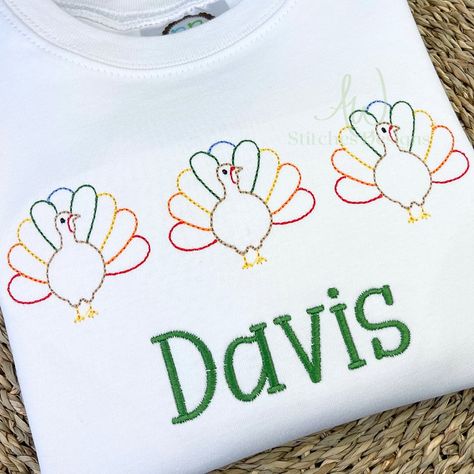 This turkey trio just trotted into the shop! 🦃 It coordinates perfectly with the dainty turkey bow! Just listed and on sale through Tuesday night! Thanksgiving Embroidery Designs, Turkey Bow, Softball Cheer, Applique Stitches, Bean Stitch, Turkey Pattern, School Birthday, Turkey Thanksgiving, Quick Stitch