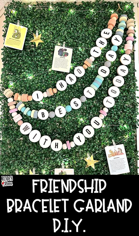 Let your students know you had the best day with them. Make a giant Taylor Swift inspired friendship bracelet garland for your classroom bulletin board. Bracelets With Names, Bracelet Word, Word Ideas, Taylor Swift Birthday Party Ideas, Etsy Bracelets, Teacher Bulletin Boards, Taylor Swift Inspired, Taylor Swift Party, Bracelet Craft