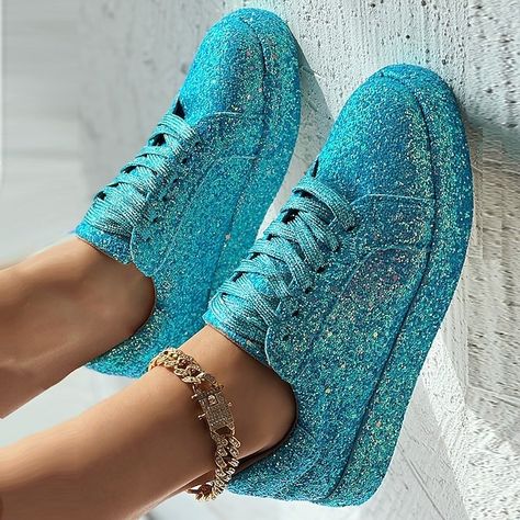 Women's Sneakers Bling Bling Glitter Crystal Sequined Jeweled Plus Size Outdoor Daily Solid Color Glow in the Dark Rhinestone Sequin Flat Heel Round Toe Casual Comfort Minimalism Walking Satin Lace-up 2024 - $31.99 Shoes Glitter, Sequin Flats, Bling Shoes, Glitter Shoes, Platform Sneakers, Silver Glitter, Bridal Shoes, Bling Bling, Women's Sneakers