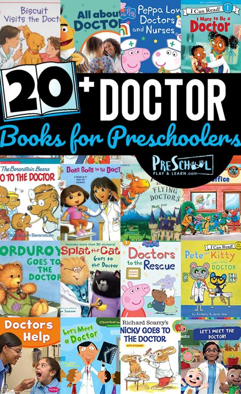 Dr Activities For Preschool, Doctors Office Preschool, Doctor Theme Preschool, Doctor Books, Preschool Community Helpers Theme, Dinosaur Books For Kids, Homeschool Units, Nurse Stories, Books For Preschoolers