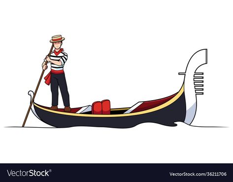 Gondola Drawing, Venice Boat, Venice Gondola, Boat Cartoon, Italy For Kids, Cartoon Illustration, Transparent Png, Cartoon Styles, Drawing Sketches