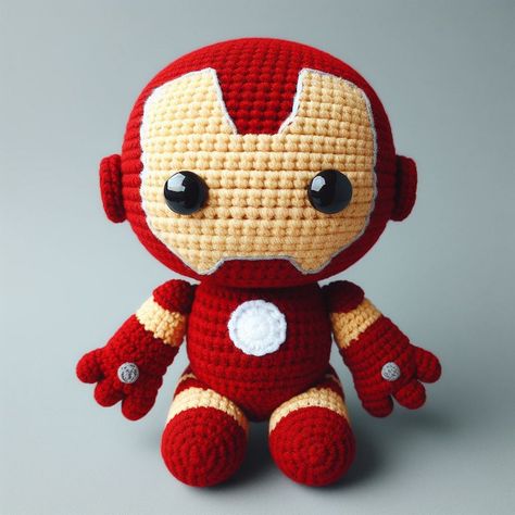 Marvel Amigurumi Free Pattern, Iron Man Crochet Pattern Free, Crochet Iron Man, Superhero Dolls, Crochet Toys Free Patterns, Micro Crochet, Crochet Horse, Easy Crochet Animals, Crochet Disney