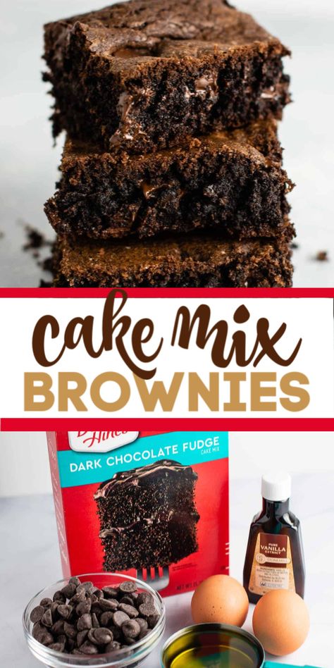 Cake Mix Uses Ideas, Chocolate Cake And Brownie Mix Recipe, Make Brownies From Cake Mix Boxes, Boxed Cake Mix Brownies, Chocolate Cake Mix Bars Recipes, How To Make Brownies Out Of Box Cake, Chocolate Fudge Box Cake Mix Recipes, Brownies Out Of Box Cake, Best Cupcakes From A Box Cake Mixes Dessert Recipes